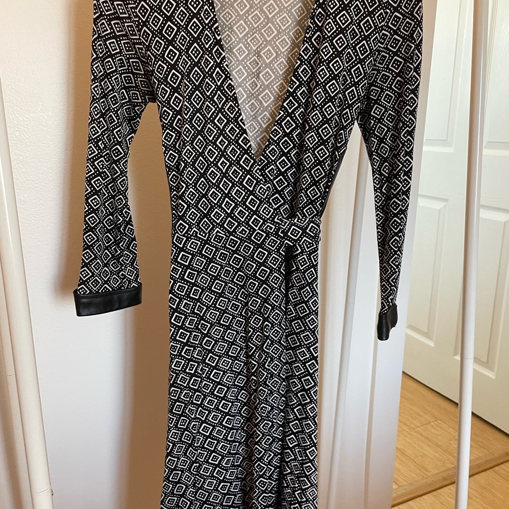 Diane Von Furstenberg silk and leather wrap dress